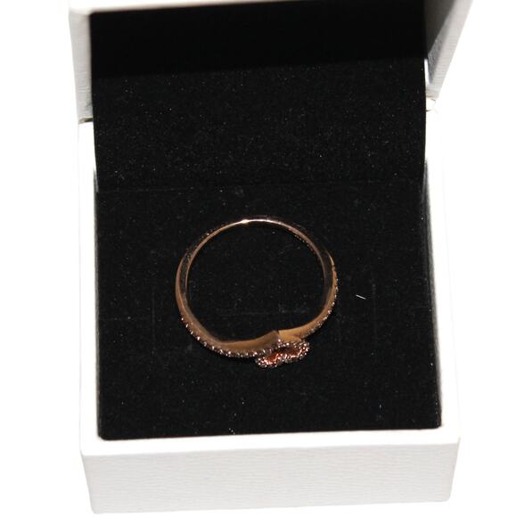 Pandora Sparkling Wishbone Heart Ring Rose Gold Plated Size 58 (8.5) - Picture 8 of 14